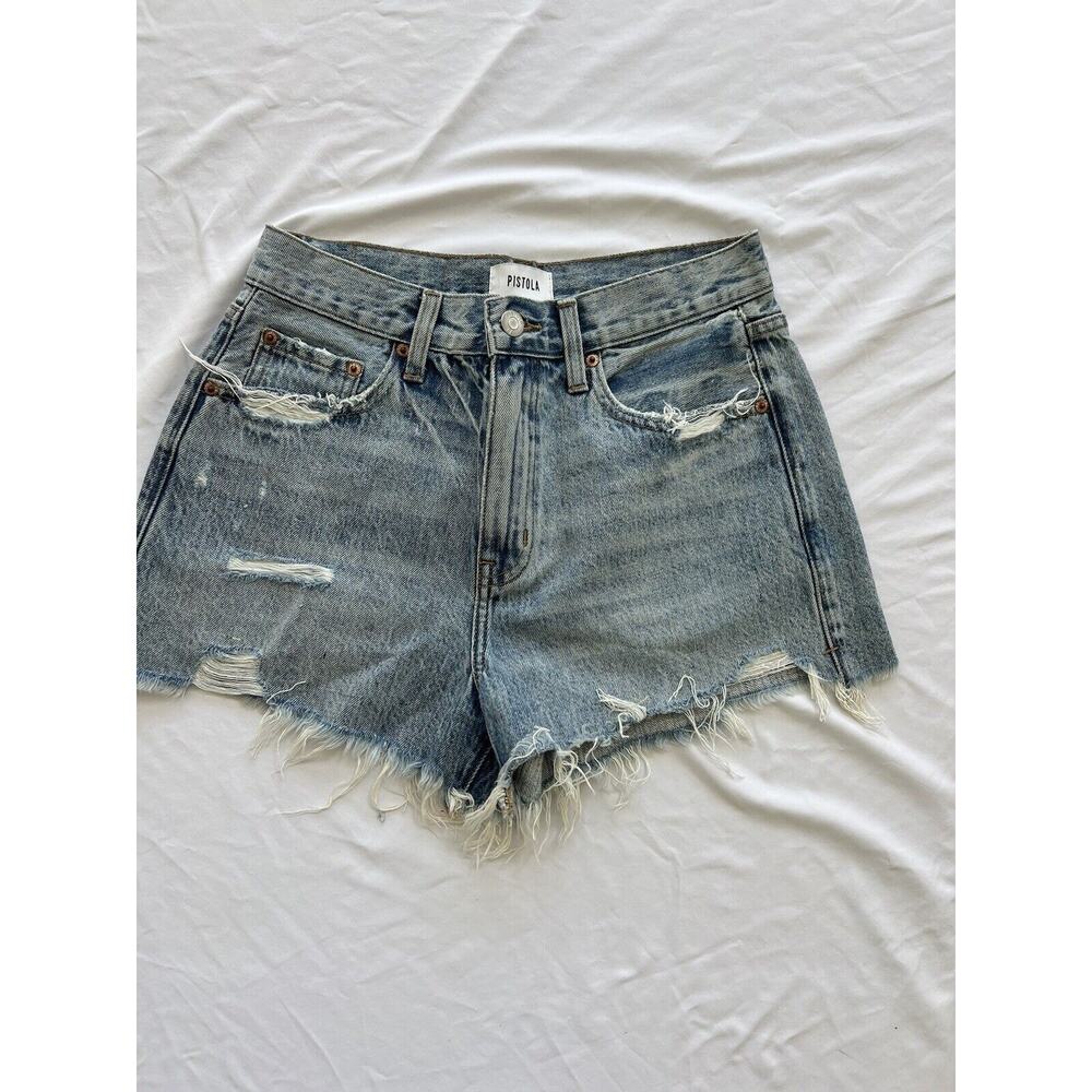 Pistola Forever Jean Shorts Womens 26 Distressed Cut Off Denim 3” Inseam A11